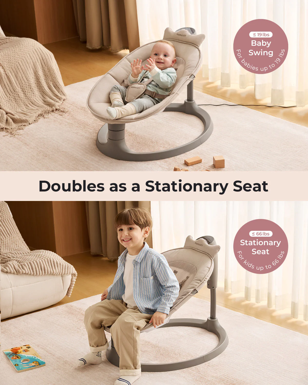 Momcozy 2-in-1 elektrische Babyschaukel - Image 3