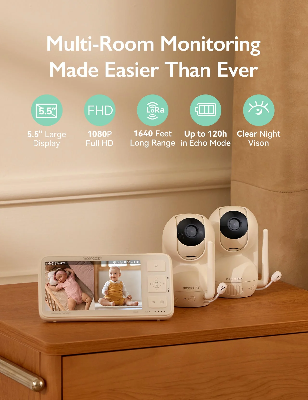 Momcozy 5,5-Zoll Voll HD Video Babyphone - BM03 - Image 10