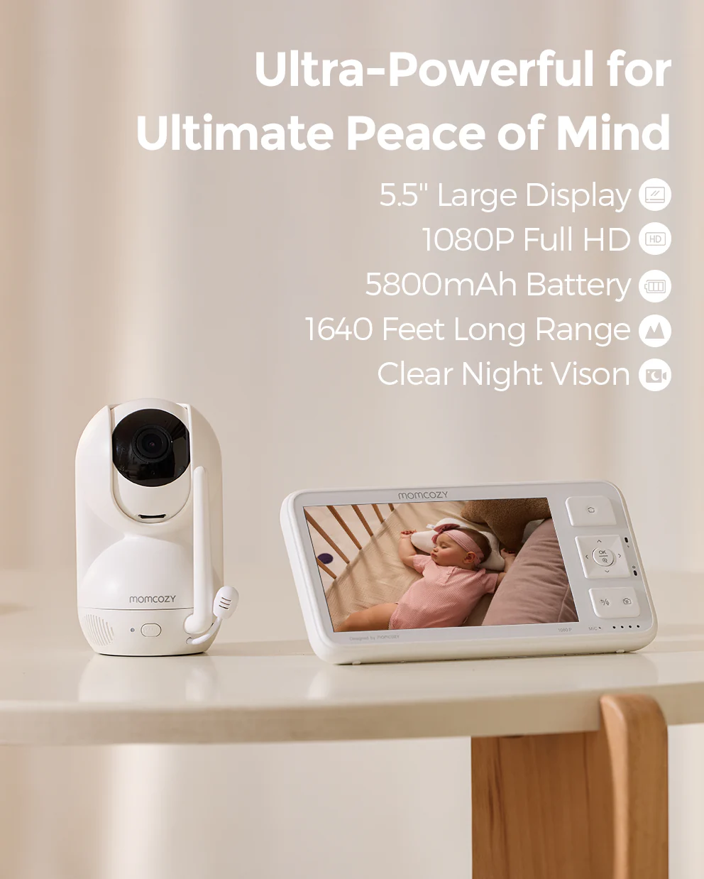 Momcozy 5,5-Zoll Voll HD Video Babyphone - BM03 - Image 2