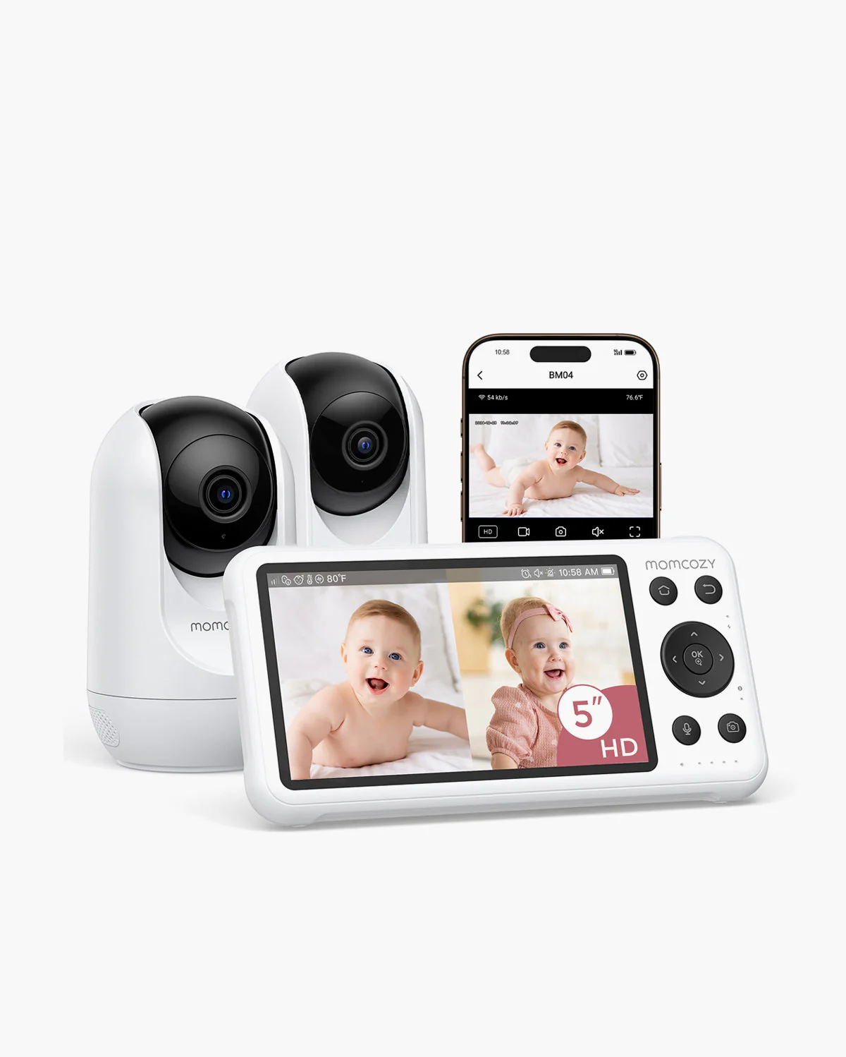 Momcozy 5-Zoll Dual-Mode Intelligentes Babyphone mit 2 Kameras - BM04