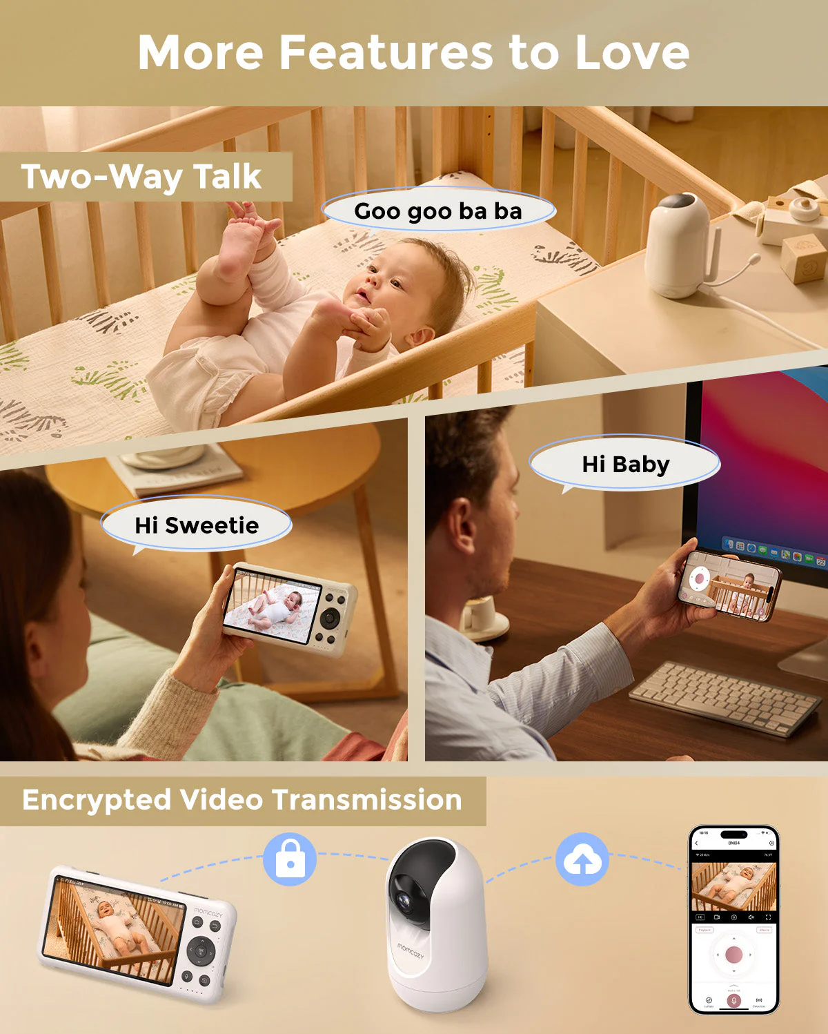 Momcozy 5-Zoll Dual-Mode Intelligentes Babyphone mit 2 Kameras - BM04 - Image 10