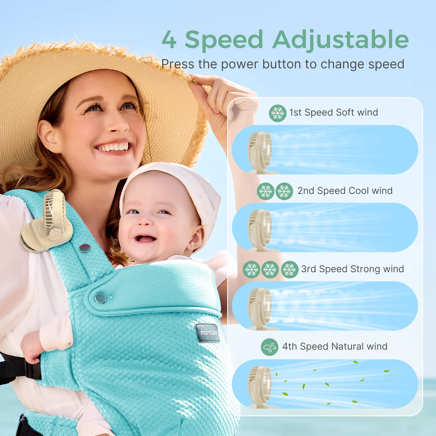 Momcozy Clip-On 4-Gang Kinderwagen-Ventilator - Image 15