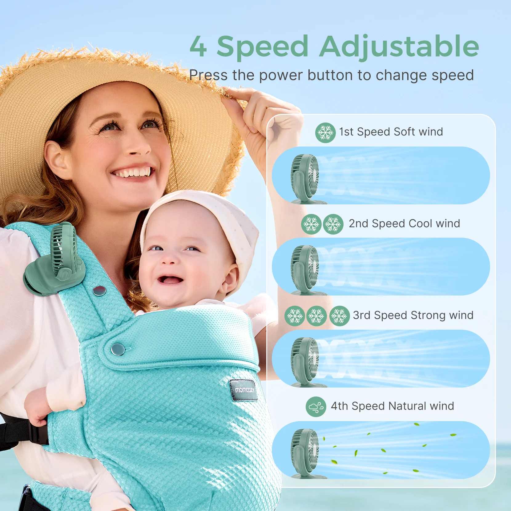 Momcozy Clip-On 4-Gang Kinderwagen-Ventilator - Image 28