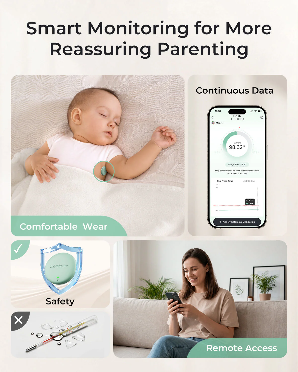 Momcozy Smartes Babythermometer – Medizinische Genauigkeit & Echtzeit-Überwachung per App - Image 8